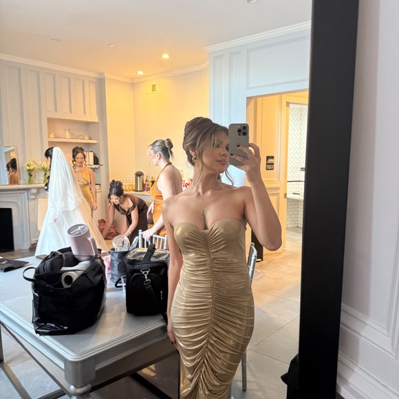 Gold Norma Kamali Gown - Picture 2 of 3